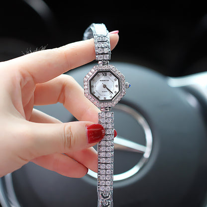 Women's Watch Pointer Diamond-embedded Color Shell Surface