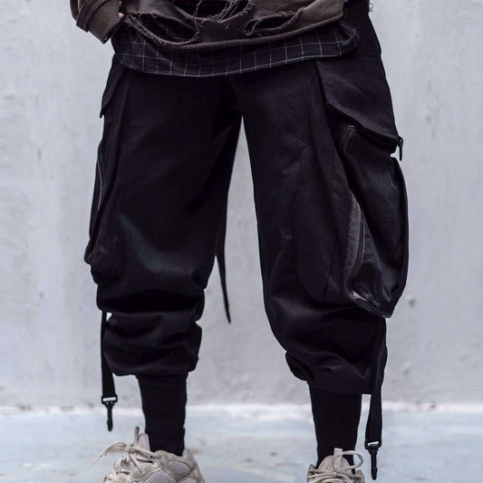 Loose Embroidered Streamer Overalls Motorized Fashion Trousers Men