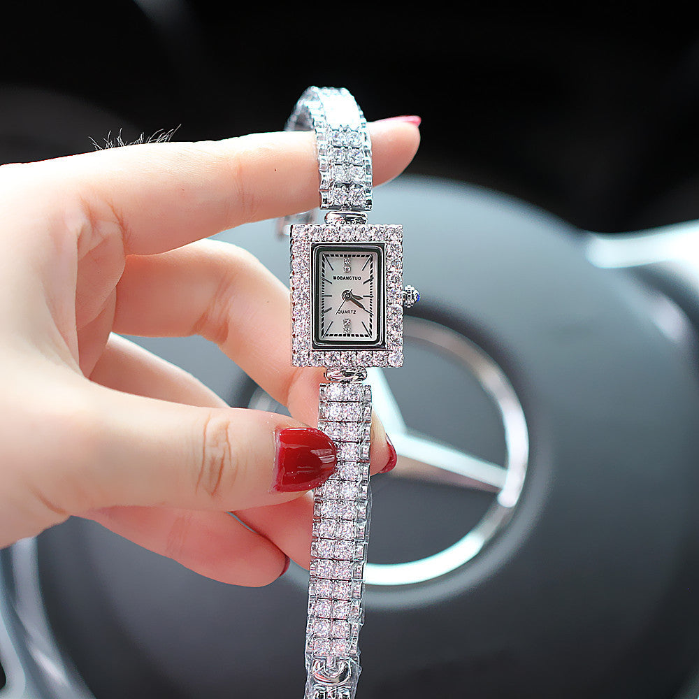 Women's Watch Pointer Diamond-embedded Color Shell Surface