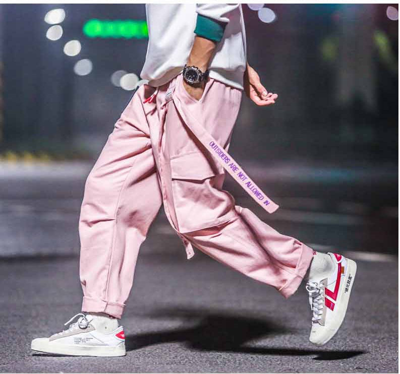 Influx male Harajuku Hong Kong wind ins overalls men's tide brand hip hop pants loose straight personality pants harem pants