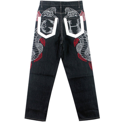 Creative Embroidery Hip Hop Jeans Male