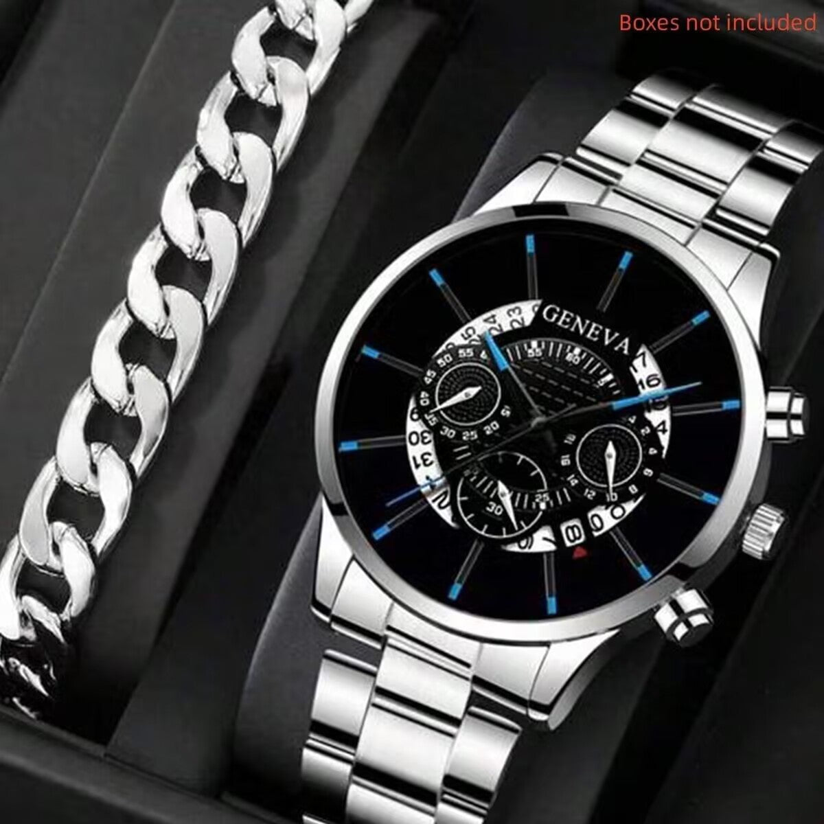 Calendar Steel Belt Large Dial Quartz Watch Men