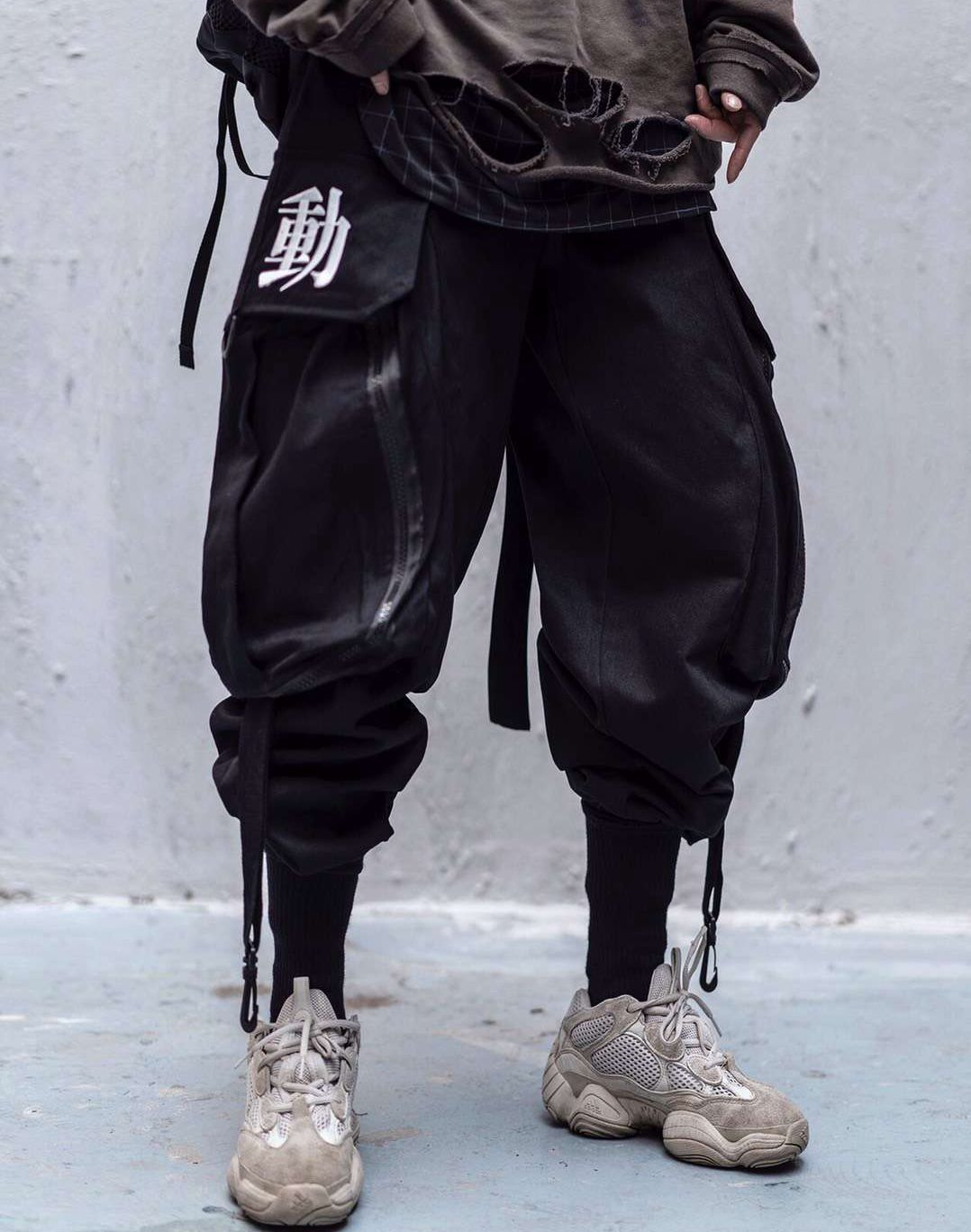 Loose Embroidered Streamer Overalls Motorized Fashion Trousers Men