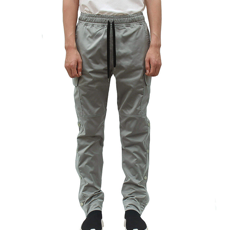 Multi-Pocket Trousers Loose Straight Leg Overalls