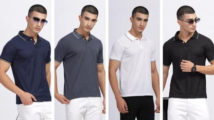 Men's Half Sleeves Polo Neck T-Shirt (Pack of 4) GET UPTO 30% DISCOUNT SALE!!!