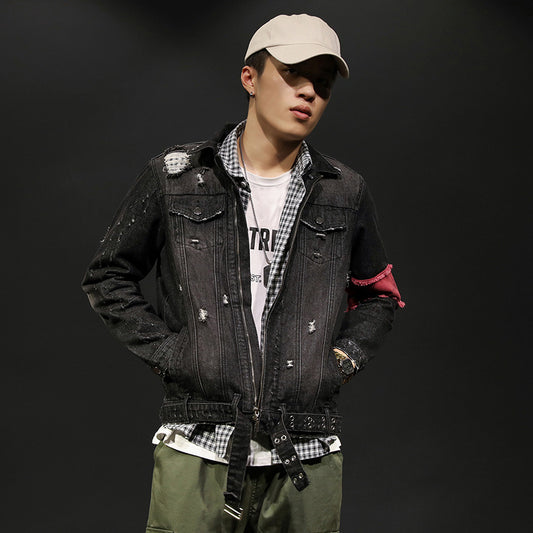 Spring New Denim Jacket Men's Slim Tooling Jacket