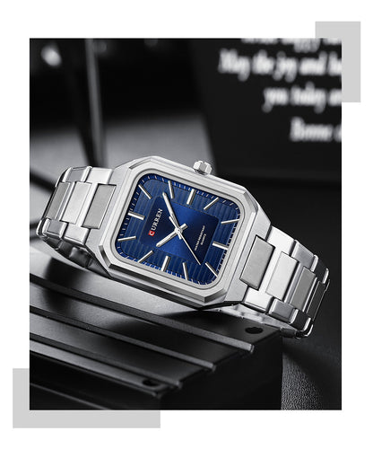 Men's Fashion Steel Band Business Square Quartz Watch