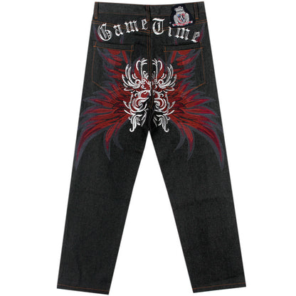 Creative Embroidery Hip Hop Jeans Male