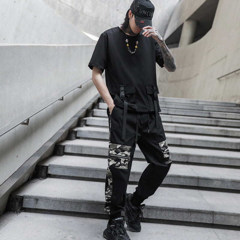 Multi-pocket Camouflage Stitching Casual Overalls