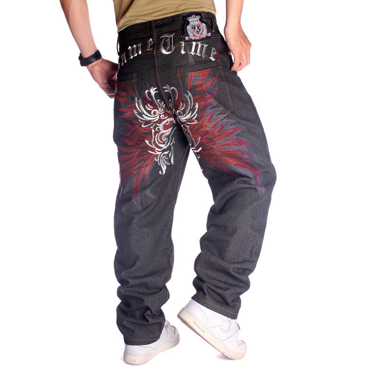 Creative Embroidery Hip Hop Jeans Male