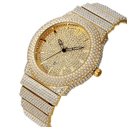 Affordable Luxury Style Diamond-embedded Watch Men's Color Calendar Quartz Watch