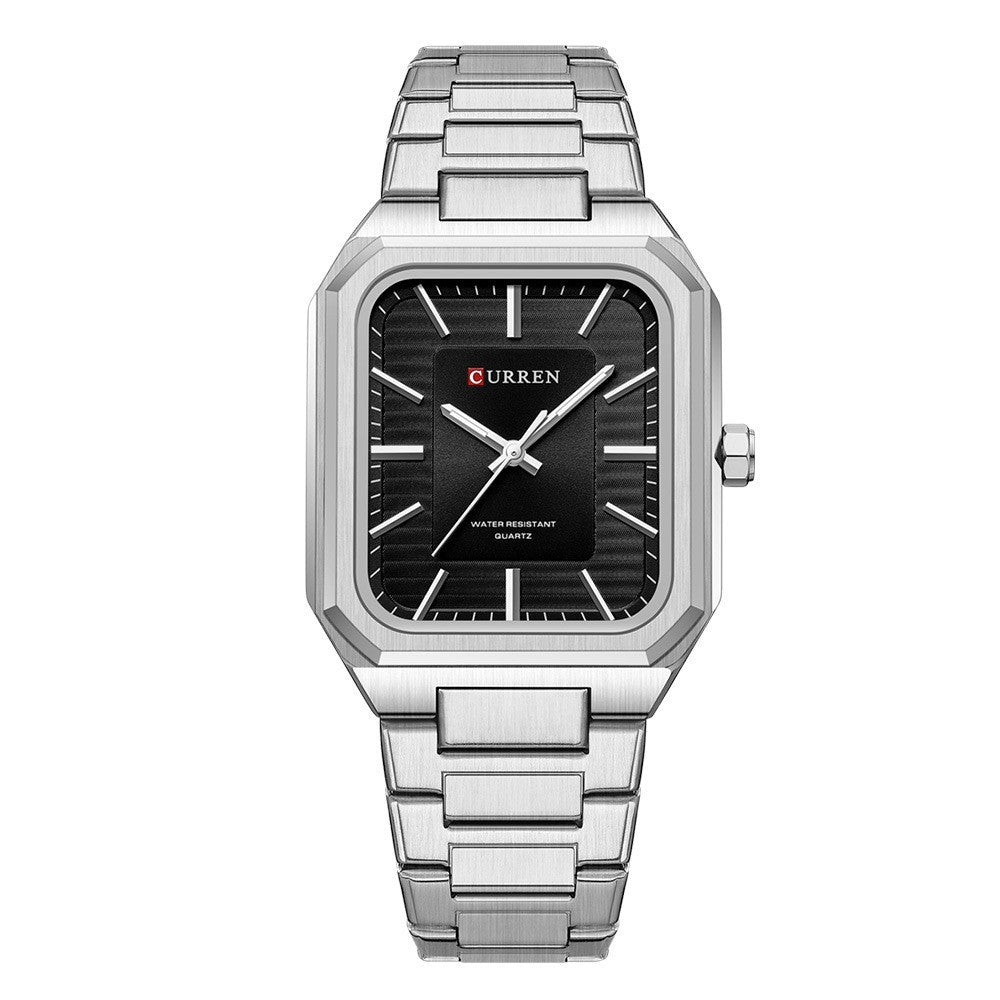 Men's Fashion Steel Band Business Square Quartz Watch