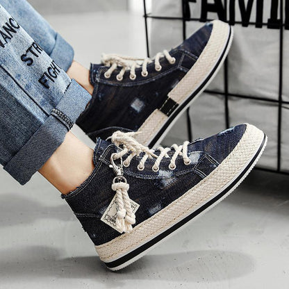 1970s High-top Canvas Shoes Men's Korean-style Student