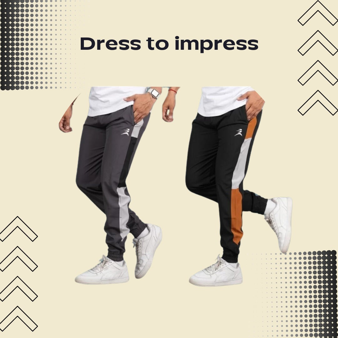 Men's Lycra Color Block Panel Jogger Combo GET UPTO 50% DISCOUNT SALE!!!